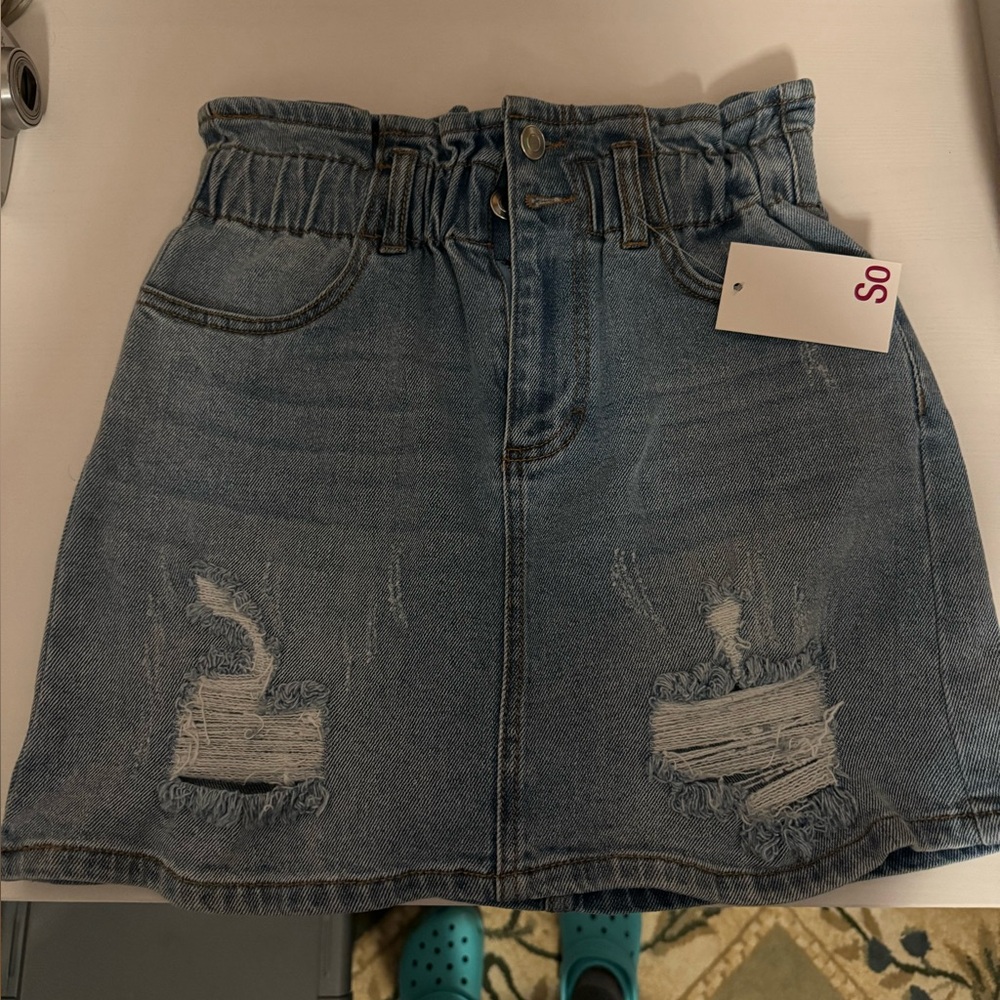 paper bag jean skirt